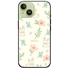 Ốp lưng cho IPhone 15 - 15 Plus - 15 Pro - 15 Pro Max - 16 - 16 Plus - 16 Pro - 16 Pro Max - Hoạ Tiết Thỏ Hoa Hồng - Hàng Chính Hãng