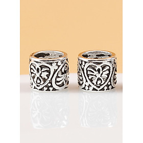 Combo 2 cái charm bạc chặn hạt họa tiết hoa văn - Ngọc Quý Gemstones