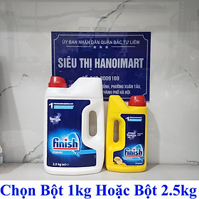 Bộ 3 sản phẩm Bột rửa bát finish 2.5kg + nước bóng 1150ml + Muối rửa chén finish 1.5kg cho Máy rửa bát chén cốc ly