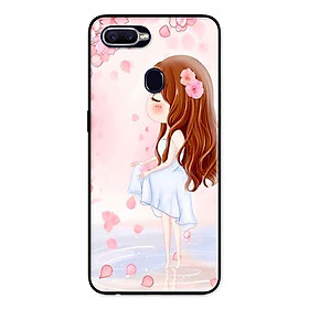Ốp Lưng in cho Realme 2 Pro Mẫu Cô Gái Váy Trắng Nền Hoa Đào - Hàng Chính Hãng