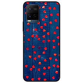 Ốp lưng dành cho Vivo Y21 - Vivo Y21s mẫu Hoạ Tiết Trái Tim Nhỏ Nền Gỗ Xanh