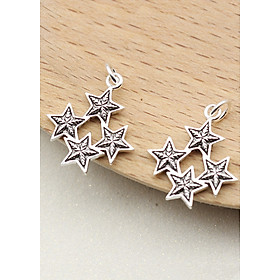 Combo 2 cái charm bạc hình 4 ngôi sao năm cánh treo - Ngọc Quý Gemstones