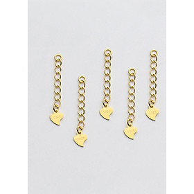 Combo 5 cái charm bạc dây xích trái tim trang trí mạ vàng - Ngọc Quý Gemstones