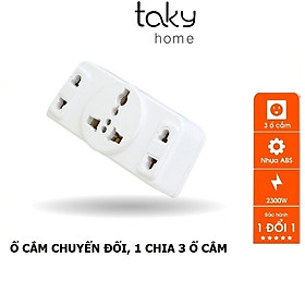 Phích Cắm 2 Chức Năng: Phích Cắm Chia 3 Và Ổ Cắm Chuyển Đổi Từ 3 Chấu Thành 2 Thấu, 2000W, Nhựa ABS - TakyHome 8605