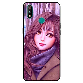 Ốp Lưng in cho Realme 3 Pro Mẫu Cô Gái Mắt Nâu - Hàng Chính Hãng