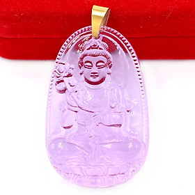 [Tuổi Ngọ] Mặt Dây Chuyền Phật Đại Thế Chí Bồ Tát Đá Pha Lê Tím Size Nhỏ 3.6cm & Size Lớn 5cm- Tặng Kèm Móc Inox - Phong Thủy 868 - May Mắn - Bình An
