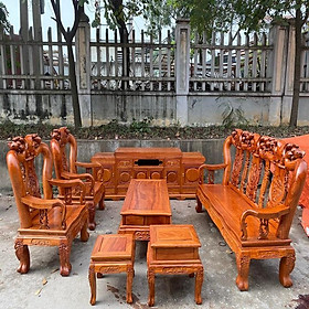 Bộ bàn ghế minh quốc đào tay 12 gỗ hương đá ( Anh Tú - Đà Nẵng )