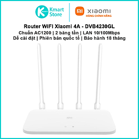 Bộ phát WIFI Xiaomi 4A - DVB4230GL | AC1200 băng tần kép | Lan 10/100Mbps | Dễ cài đặt | Bản quốc tế | Bảo hành 18 tháng | Hàng Chính Hãng