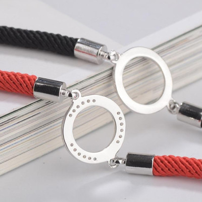 COMBO- CẶP VÒNG TAY ĐÔI Bracelet tình yêu (Đồng trắng mạ Bạch kim) (Đen và Đỏ)