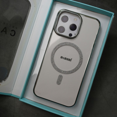 Ốp lưng siêu mỏng trong suốt Memumi Magnetic kim tuyến cho iPhone 16 Pro Max, 15 Pro Max, iP 15 Plus - Mỏng 0.3mm, chống ố vàng - Hàng nhập khẩu
