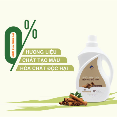 Nước Rửa Chén Hữu Cơ Bồ Hòn Và Tinh Dầu Chanh Gừng 500ml Bảo Vệ Da Tay, An Toàn Cho Bé