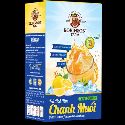 Trà Hoà Tan Vị Chanh Muối Robinson Farm - Hộp 240gr ( 16 túi x 15g ) - Hương vị TRÀ THƠM NGON NHẤT VIỆT NAM
