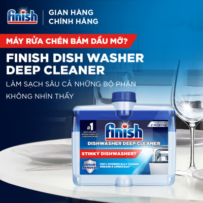 Combo Finish tiện lợi 1:Hộp 100 Viên Rửa Bát Finish Essential+ Nước Làm Bóng 500ml+ Dung Dịch Vệ Sinh Máy 250ml