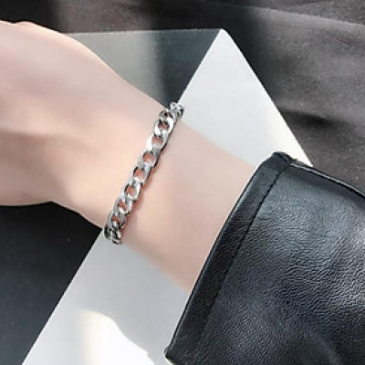 Lắc tay nam cao cấp đẹp sang trọng titan kiểu lặc đơn trangsucpt kích cỡ 7mm màu trắng PTLTNA76