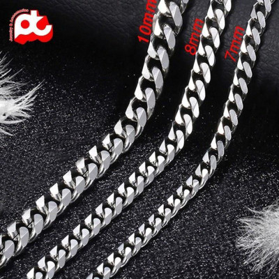 Dây chuyền nam thời trang rẻ đẹp titan lặc xéo cao cấp trangsucpt kích cỡ 7mm màu trắng PTDCNA157