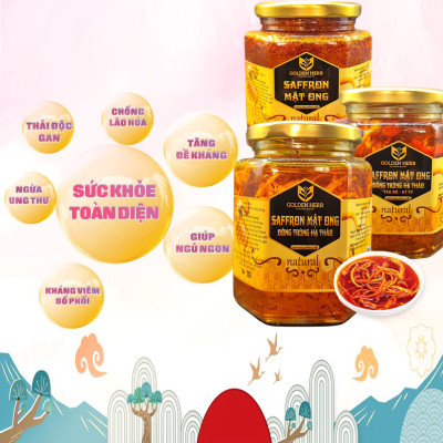 Mật Ong Saffron Đông Trùng Hạ Thảo 380ml/lọ Golden Herb 