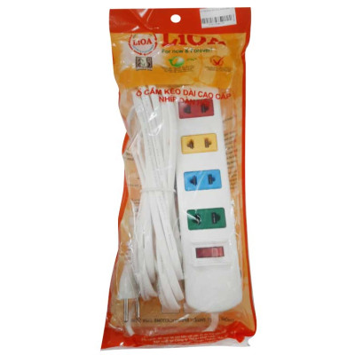 Ổ Cắm Điện 4S LIOA 4S5W (Dây 5m) - Màu ngẫu nhiên