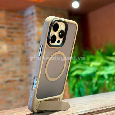 Ốp lưng cho iPhone 16 Pro hiệu Likgus VALOR hỗ trợ sạc từ , lưng nhám viền màu có giá đỡ kim loại , chống sốc chống va dập thời trang cao cấp - Hàng chính hãng