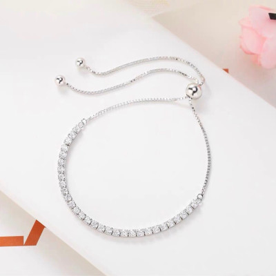 Vòng Tay, Lắc Tay Nữ Bạc 925 Dây Rút Đá Nhân Tạo Cao Cấp Bạc Hiểu Minh LTU583