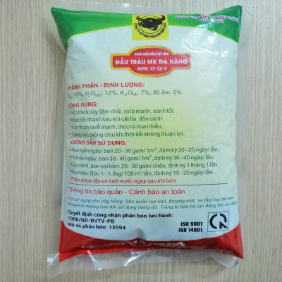 02 gói Phân đầu trâu đa năng NPK 17-12-7 cao cấp chuyên hoa - cây cảnh giúp chồi khỏe - hoa nhiều gói 1Kg