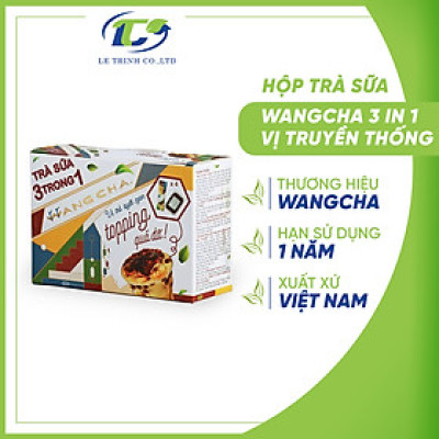 Hộp Trà Sữa Wangcha 3IN1 Vị Truyền Thống pha trà sữa tiện lợi - Bột Hòa Tan Trà Sữa 3IN1 Truyền Thống 4 gói và Thạch 3Q Caramel 4 gói thơm ngon đi kèm - Trà Sữa 3IN1 Vị Truyền Thống cao cấp, dễ sử dụng (320gr/hộp)