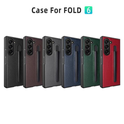 Ốp Lưng Cho Galaxy Z FOLD 6 / Z FOLD 5 / Z FOLD 4 Chống Sốc Bằng Da Có Ngăn Đựng Bút ( KHÔNG BAO GỒM BÚT )
