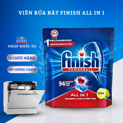 Túi 80 viên rửa chén Finish All In 1 Max Dishwasher Tablets Lemon QT025452 - hương chanh