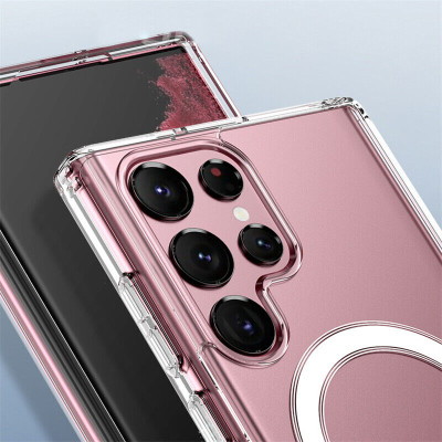 Ốp lưng sạc Maqsafe cho Samsung Galaxy S23 / Galaxy S23 Ultra / Galaxy S23 Plus / S23+ hiệu HOTCASE Maqsafe Magetic Case silicon chống sốc siêu mỏng 1.5mm, độ trong tuyệt đối, chống trầy xước, chống ố vàng, tản nhiệt tốt - hàng nhập khẩu