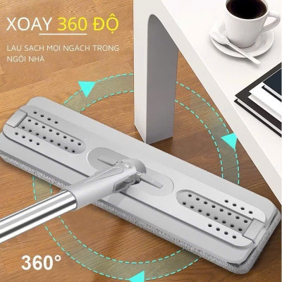 Bộ Cây Lau Nhà tự vắt (1 Thùng + 2 Cây Lau + 8 Bông Lau), Chổi Lau Nhà Tự Vắt Thông Minh Đầu Xoay 360 Độ tiện lợi - HÀNG CHÍNH HÃNG MINIIN