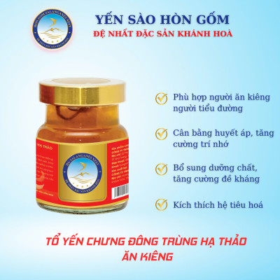 [Gói QT 16 Hũ] Tổ Yến Chưng Đông Trùng Hạ Thảo (Ăn Kiêng) - Yến Sào Hòn Gốm Chính Hiệu Khánh Hoà - HGKNEST