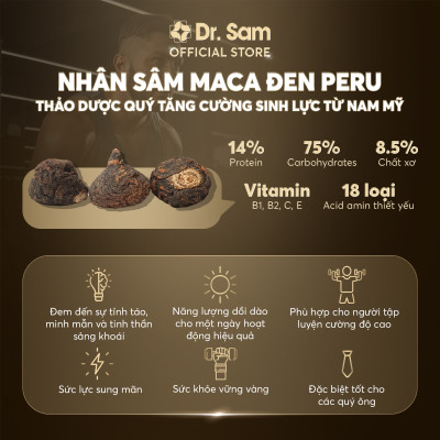 Dr. Sam MANCORE sắc vóc vững vàng với hắc sâm Hàn Quốc, củ maca đen Peru - 30 gói x 10ml
