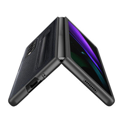 Ốp Lưng Cho Galaxy Z FOLD 6 / Z FOLD 5 / Z FOLD 4 Chống Sốc Bằng Da Có Ngăn Đựng Bút ( KHÔNG BAO GỒM BÚT )