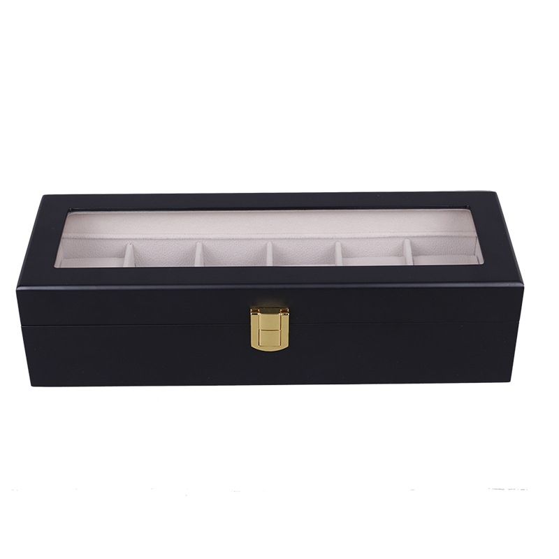 Hộp Đồng Hồ 6 Ngăn SAIKE SAIKE S602 Vỏ Gỗ Sơn Phủ Màu Đen