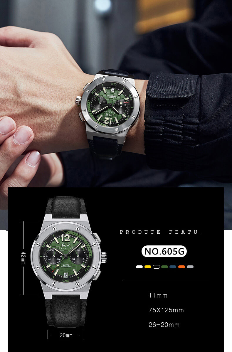 Đồng Hồ Nam I&W Carnival 605G2 Chính Hãng Full Box Chống Nước Kính Chống Xước Dây Da Cao Cấp BH24T (Máy Pin-Quartz)