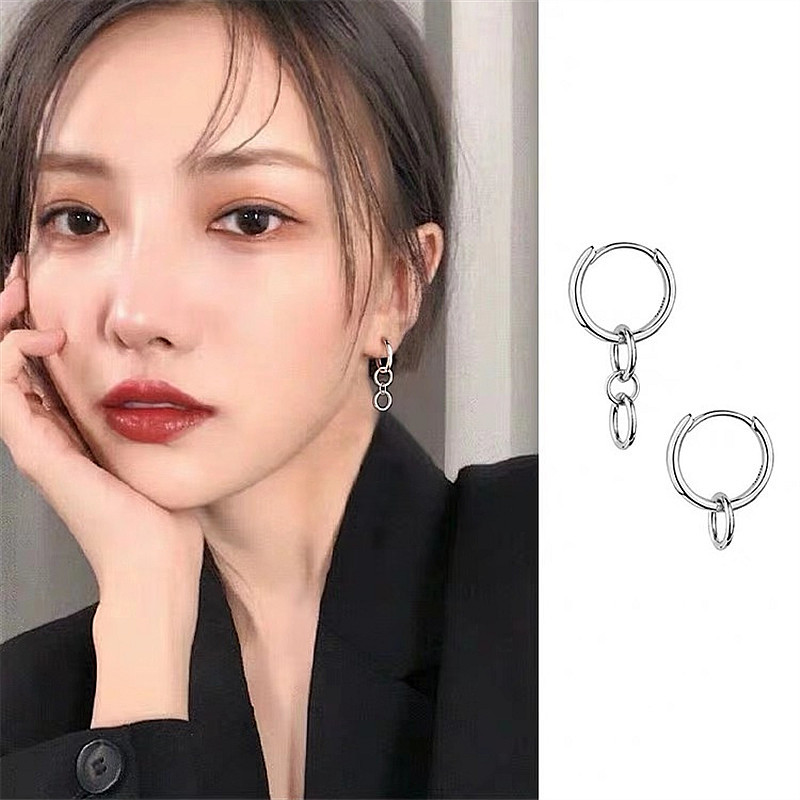 Bông tai nam nữ hot hit bắt trend xu thế thời trang bất đối xứng Hàn Quốc