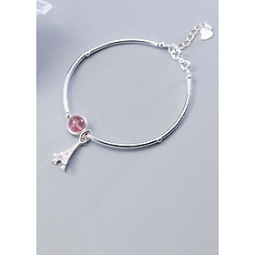 Vòng tay bạc một hạt đá charm tháp Eiffel  mệnh hỏa, thổ - Ngọc Quý Gemstones