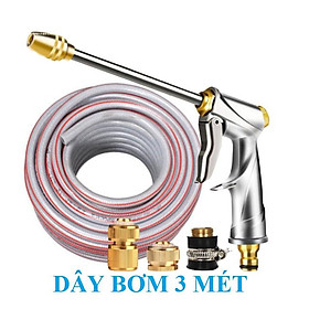 Bộ dây vòi xịt nước rửa xe,tưới cây . tăng áp 3 lần,loại 3m,5m 206701-2đầu đồng,cút đồng+ tặng móc khoá