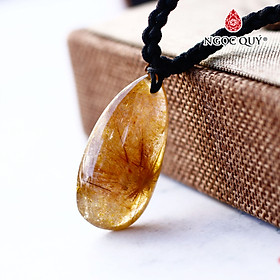 Mặt dây chuyền hình giọt nước đá thạch anh tóc đỏ - Ngọc Quý Gemstones