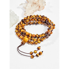Vòng chuỗi hạt đeo tay 108 viên đá mắt hổ 6mm mệnh thổ , kim - Ngọc Quý Gemstones