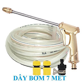 Bộ dây vòi xịt nước rửa xe, tưới cây . tăng áp 3 lần, loại 7m, 10m 206701-3 đầu đồng, cút+tặng khăn phượt