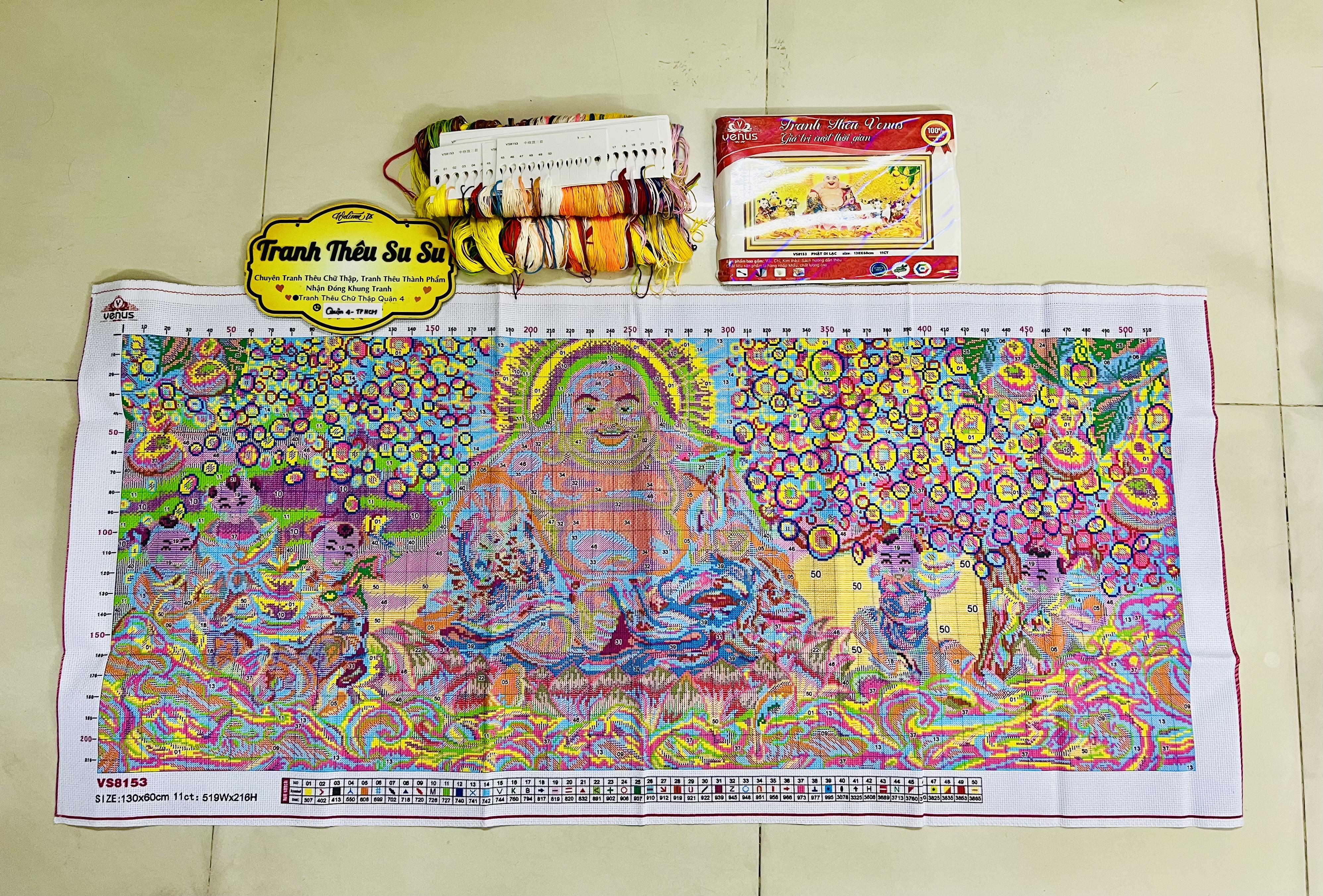 Tranh thêu kín Phật di lặc vs8153, kt 130 x 60 cm