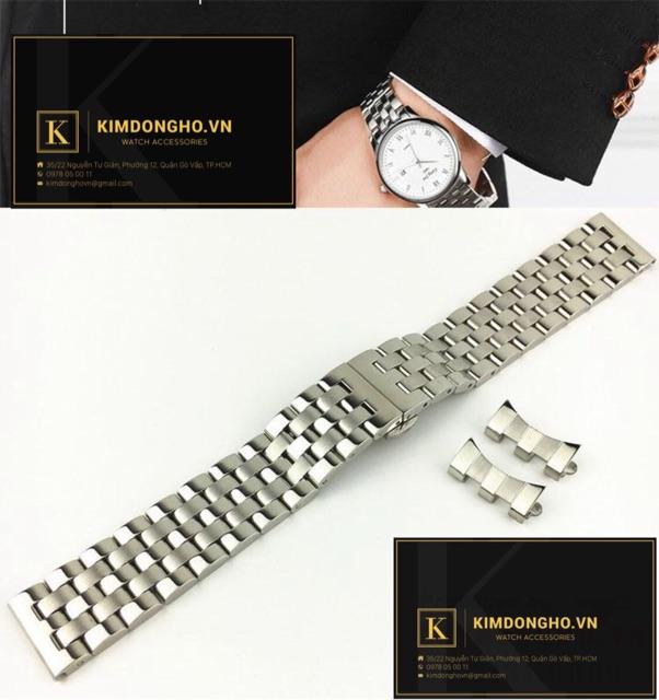 Dây đồng hồ kim loại inox đúc 5 hạt đúc đặc đầu ôm và đầu bằng