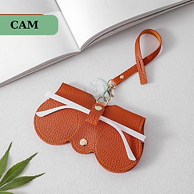 Túi đựng kính, có dây buộc- Túi đựng kính râm da PU 14x7cm