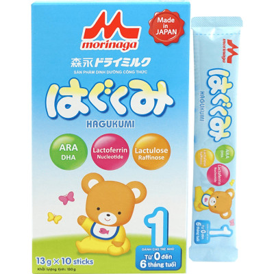 Combo 2 hộp sữa Morinaga Số 1 dạng thanh - Hagukumi (130g) - 10 thanh / hộp (0 - 6 tháng)