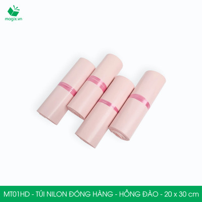 MT21HD - 32x45 cm - Túi nilon gói hàng - 100 túi niêm phong đóng hàng màu hồng đào