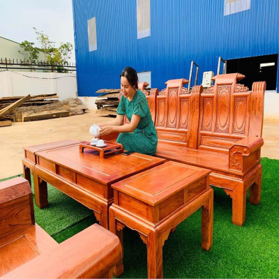 bộ bàn ghế âu á thư gỗ hương đá
