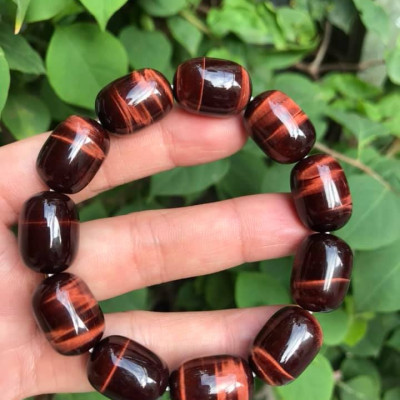 Vòng tay Nam Đá Thạch Anh Mắt Hổ Đỏ Nâu Lu Bóng Đẹp Size hạt 13mmx Dài 18mm Nam mệnh Hoả Thổ 100% đá thiên nhiên tốt sức khỏe hợp mệnh tốt cho công việc