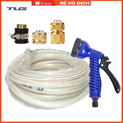 Bộ dây tăng áp 3 lần vòi xịt nước rửa xe, tưới cây loại 20m (cút đồng-nối đồng) 206843