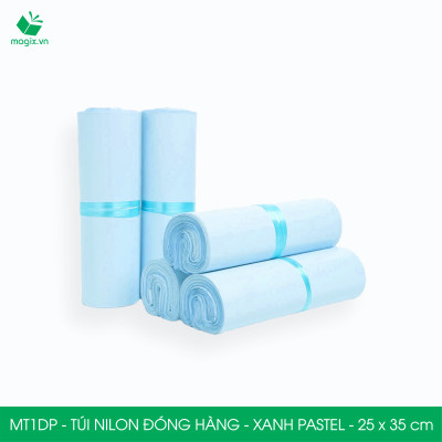 MT1DP - 25x35 cm - Túi nilon gói hàng - 300 túi niêm phong đóng hàng màu xanh pastel