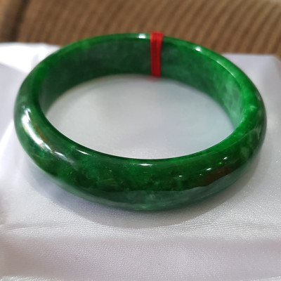 Vòng Tay Đá cẩm thạch Bản HEST I 52mm Xanh Sơn Thủy Đậm bóng đẹp Size 52mm x cao 13mm x dầy 7mm Nữ mệnh Thủy Mộc 51kg - 55kg đeo ạ